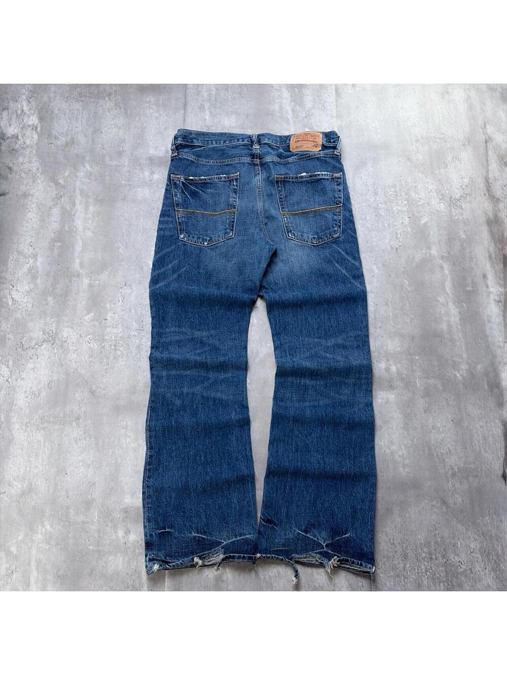 Y2K Blue Abercrombie & Fitch Grunge Distressed Bootcut Denim Jeans